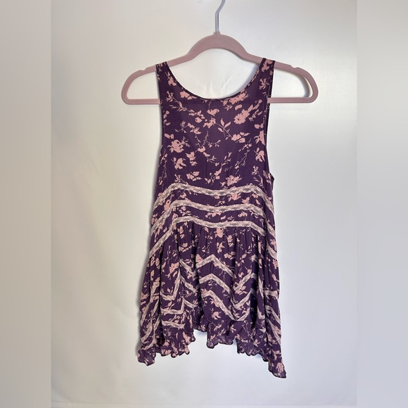 Free People Intimately Voile Lace Trapeze Mini Slip Dress in Eggplant - Small - Picture 2 of 5